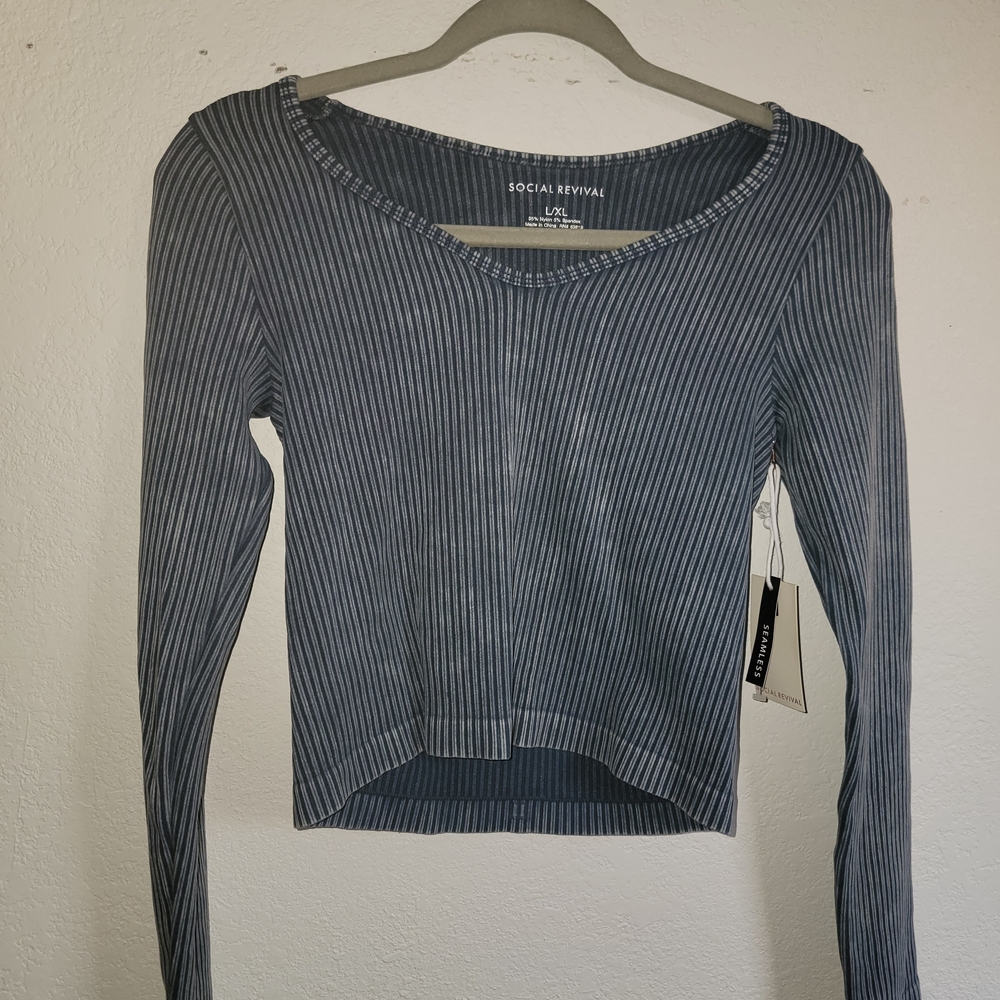 Striped Long Sleeve Top in Blue by
